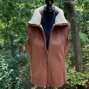 LAUREN RALPH LAUREN VEGAN SHERPA ZIP VEST M
